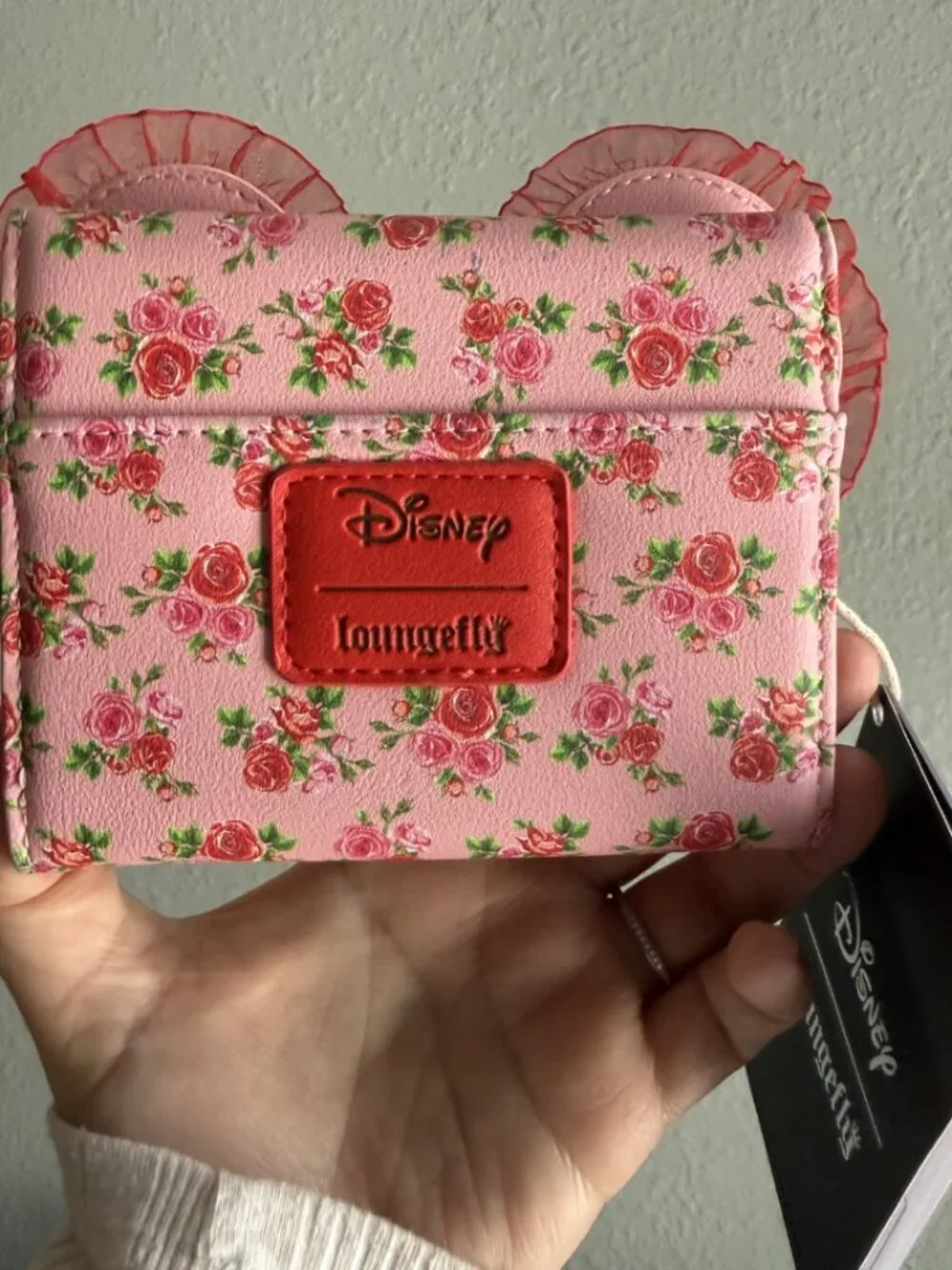 NWT Loungefly Disney Minnie Mouse Floral Zip Around Wallet Pink Roses Bow